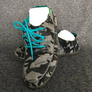 Sanuk Cassius Camo Gray Canvas Sidewalk Surfer Mens 10 Lace Up Casual Sneakers